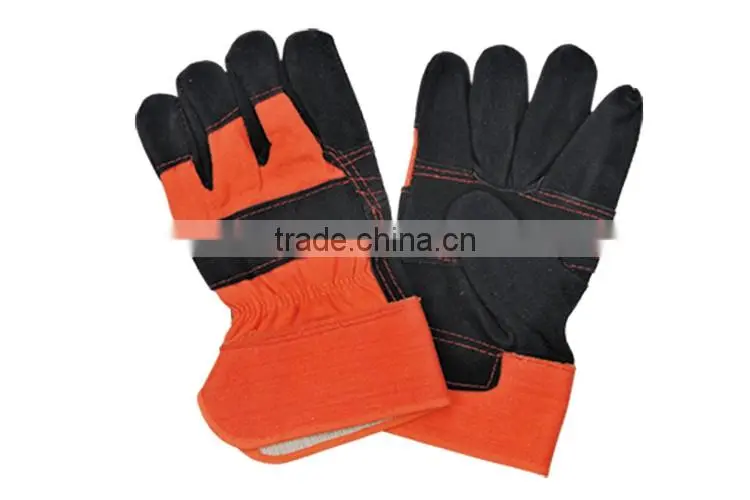 Half Fabric Half Leather Gloves Hand Made Leather Gloves LG021