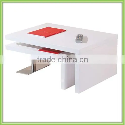 White Panel Chromed Steel Side Coffee Table
