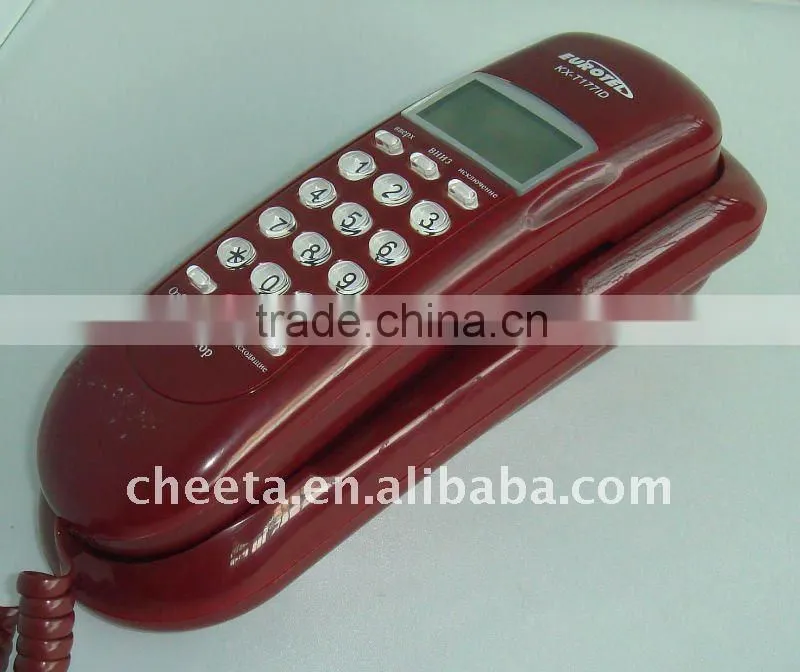 Wine red color small caller ID corded telephone crystal button