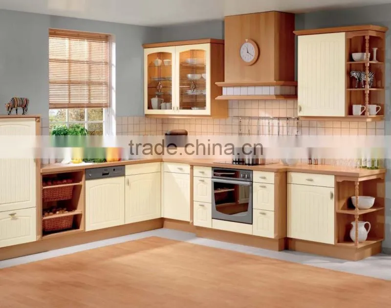 Stainless steel countertop , lacquered finish kitchen cabinets