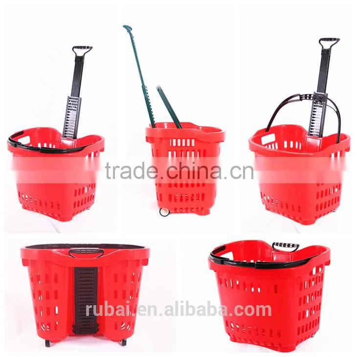 New Design Supermarket Shopping Basket With draw bar