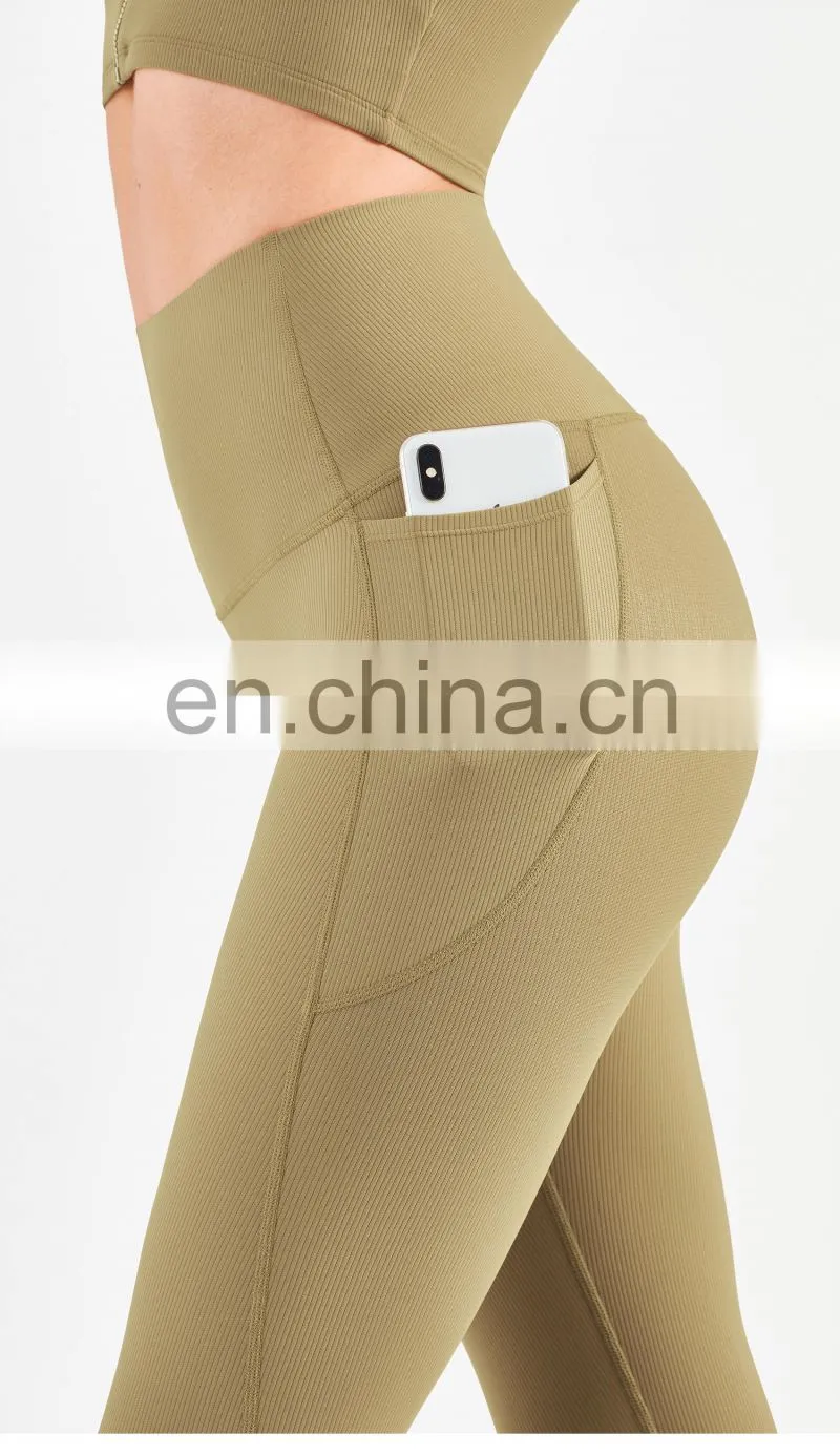 Ribbed High Waisted Leggings Without T Line Gym Outfit Scrunch Butt Yoga Pants Women