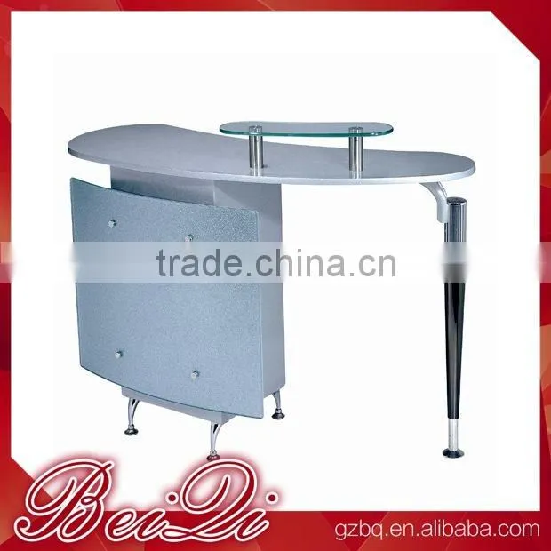 Beiqi Hot Sale Glass Top U Shape Manicure Table for Beauty Barber Salon Used Nail Care Table in Guangzhou