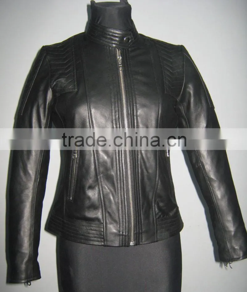 european fashion style leather jacket for women