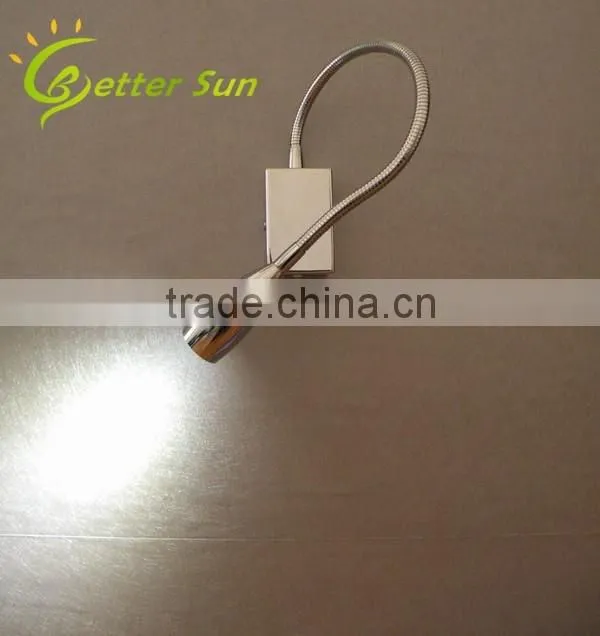 3W Chrome Color With Switch Small LED Wall Light for Bed Reading