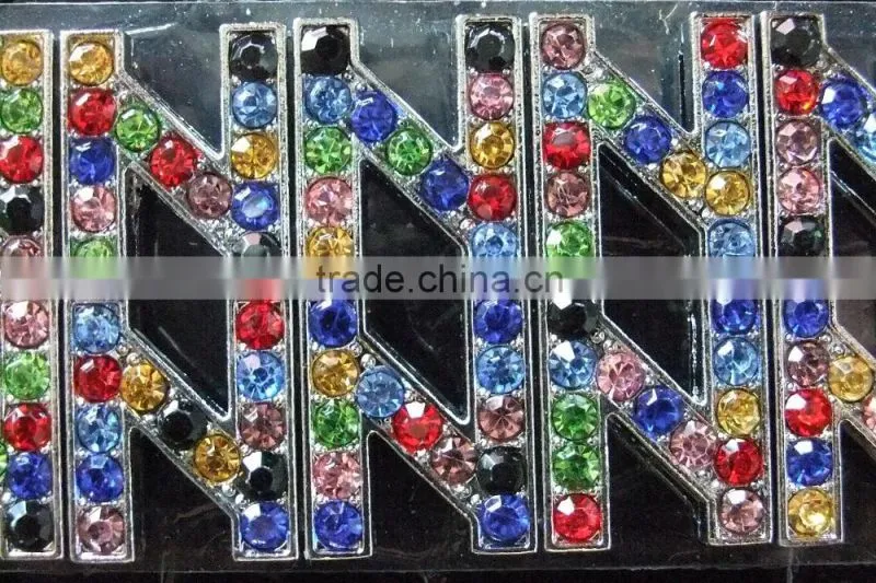 Wholesale Zinc Alloy 10mm Mixed Color Colorful Rhinestones Slide Letters