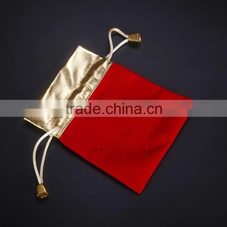 Small Gold Combined Drawstring Velvet Pouch