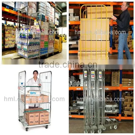 Industrial foldable rolling warehouse trolley for sale