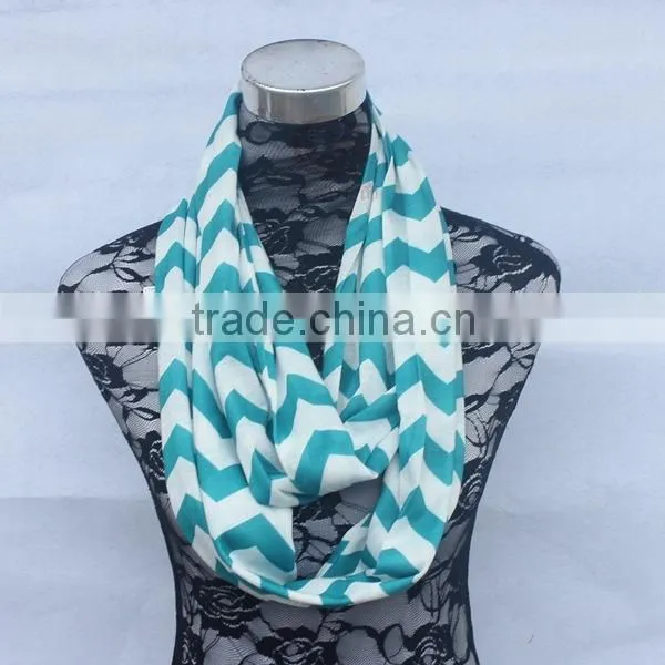 Wholesale Double Layer Jersey Knitted Chevron Infinity Scarf