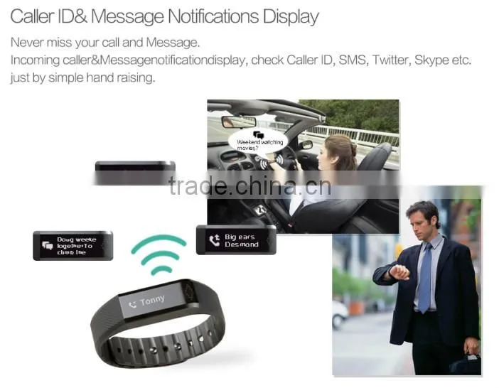 Hot selling! Vidonn X6 caller ID&SMS ios&android bluetooth 4.0 smart pedometer bracelet