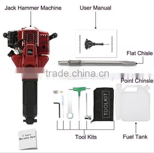 Gas Demolition Jack Hammer Gasoline Concrete Breaker JH95A Rock Drill