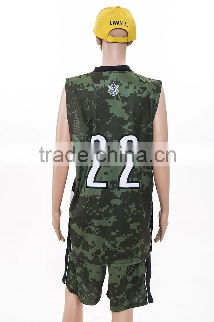 cheap price unisex submation reversible camo basketball uniform with cap