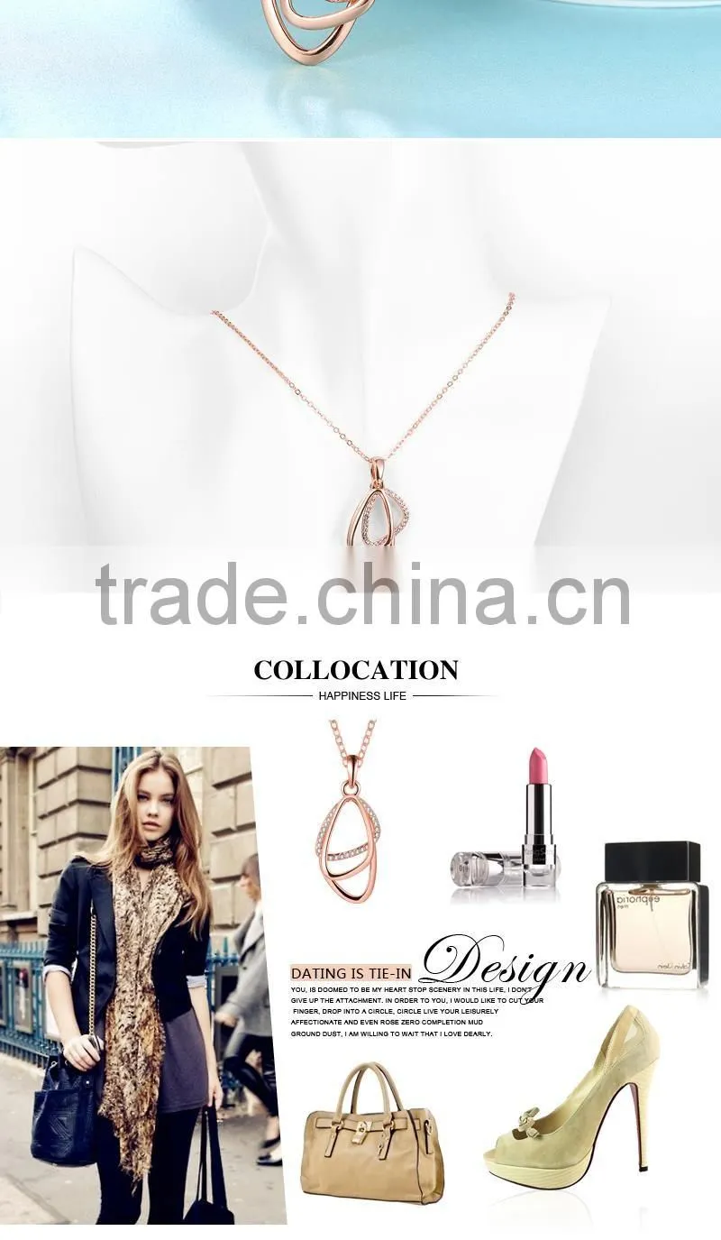 stylish unique geometric oval necklace rose gold plated
