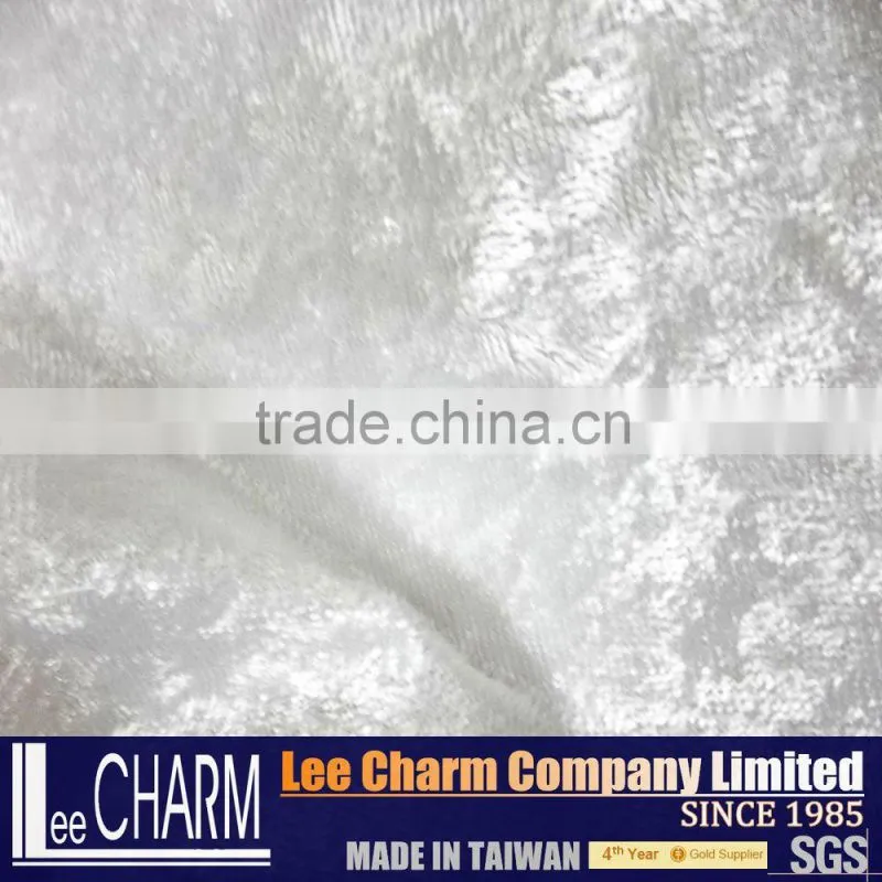 Piece Dye Polyester Cream Velvet Fabric
