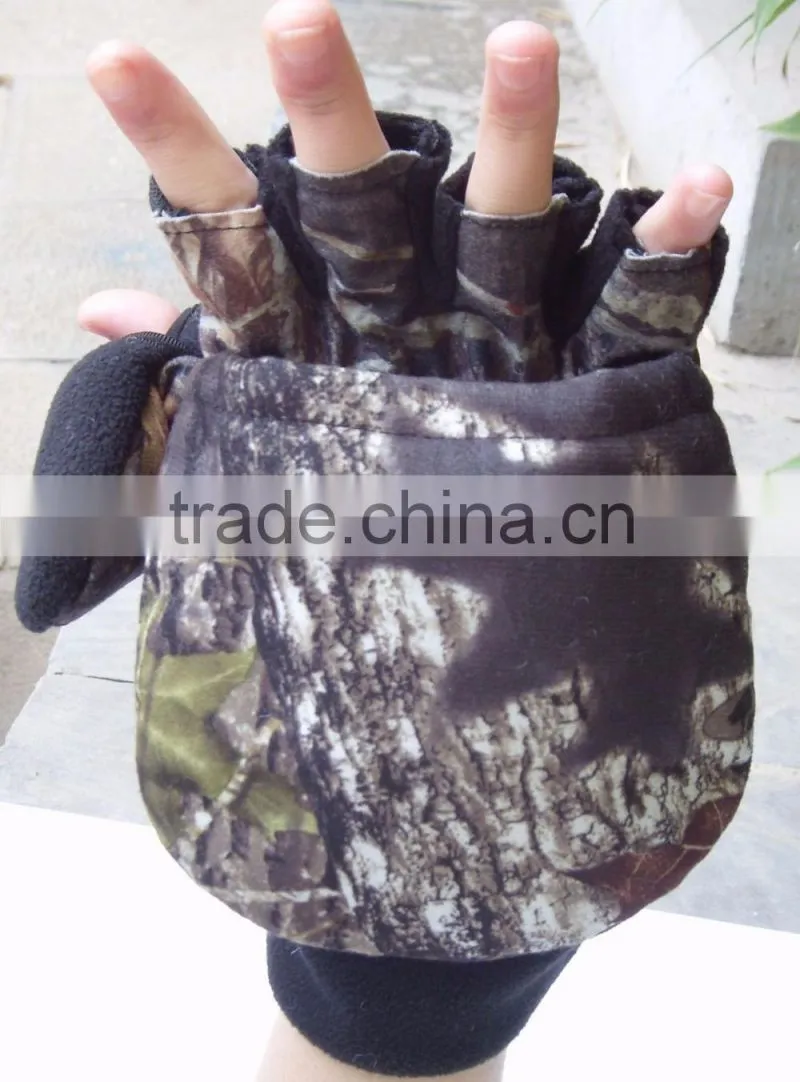 camouflage warm hunting half finger gloves