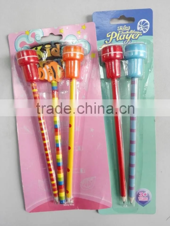 Pencil set with rubber stamp