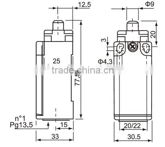 Brand Plastic Shell Steel Plunger Switch Limit with Selective Actuartors