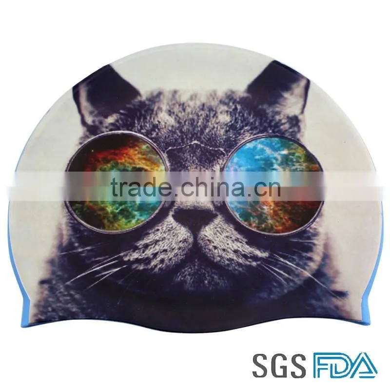 NEW Product Custom Cat Silicone Swim Cap For Adult