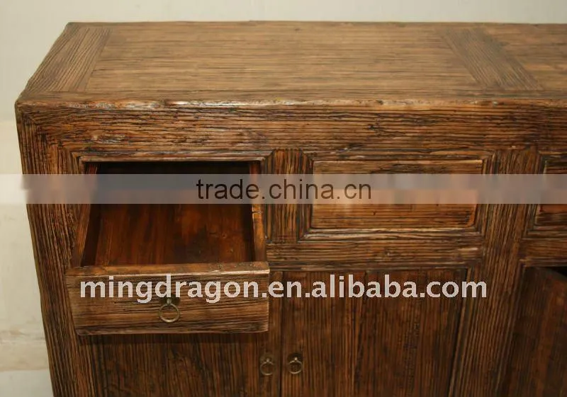 Antique Chinese Reclaimed Wood Six Door Six Drawer Cabinet
