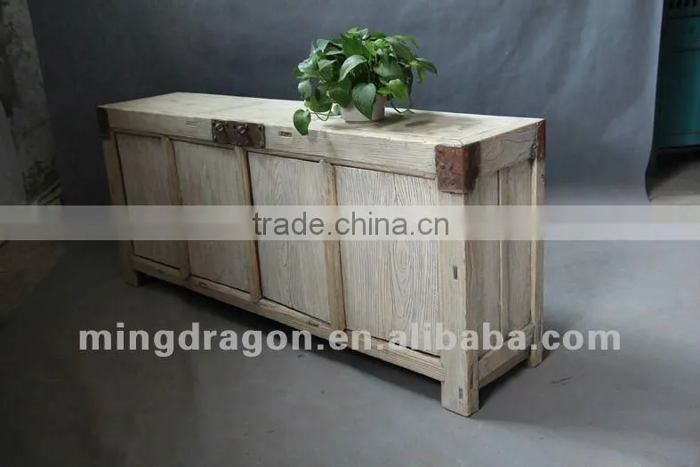 Chinese antique furniture elm wood shanxi white four door bedroom cabinet