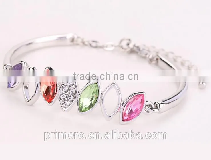 Rose Gold Rhinestone Crystal Opal Adjustable Bracelets & Bangles for Women