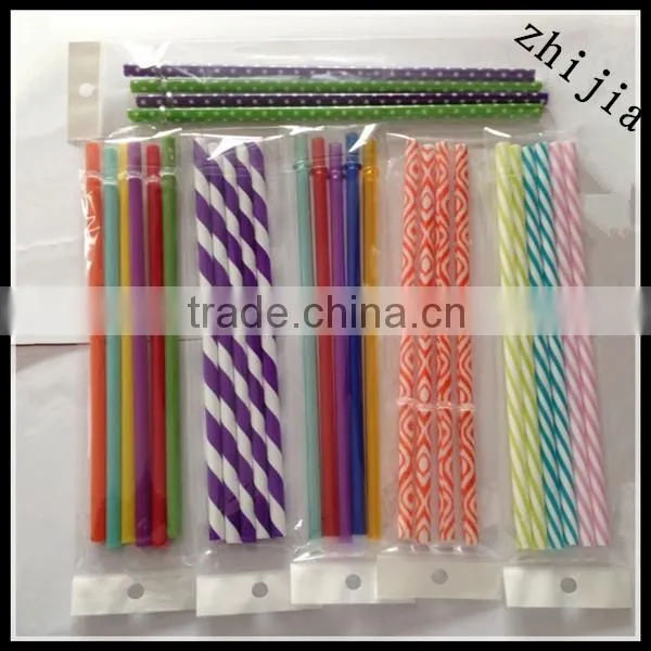 Colorful plastic wrapped acrylic straws striped