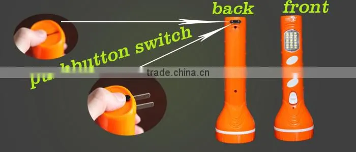 2014 new design super power plastic led solar flashlight