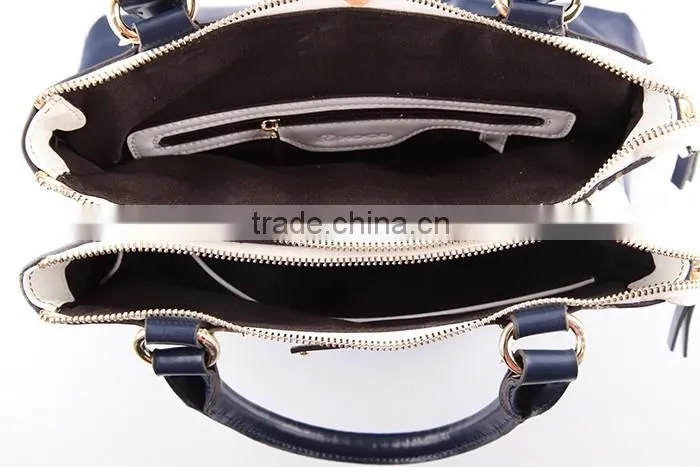 4073 best price PU women handbags tote bag with two metal zip top