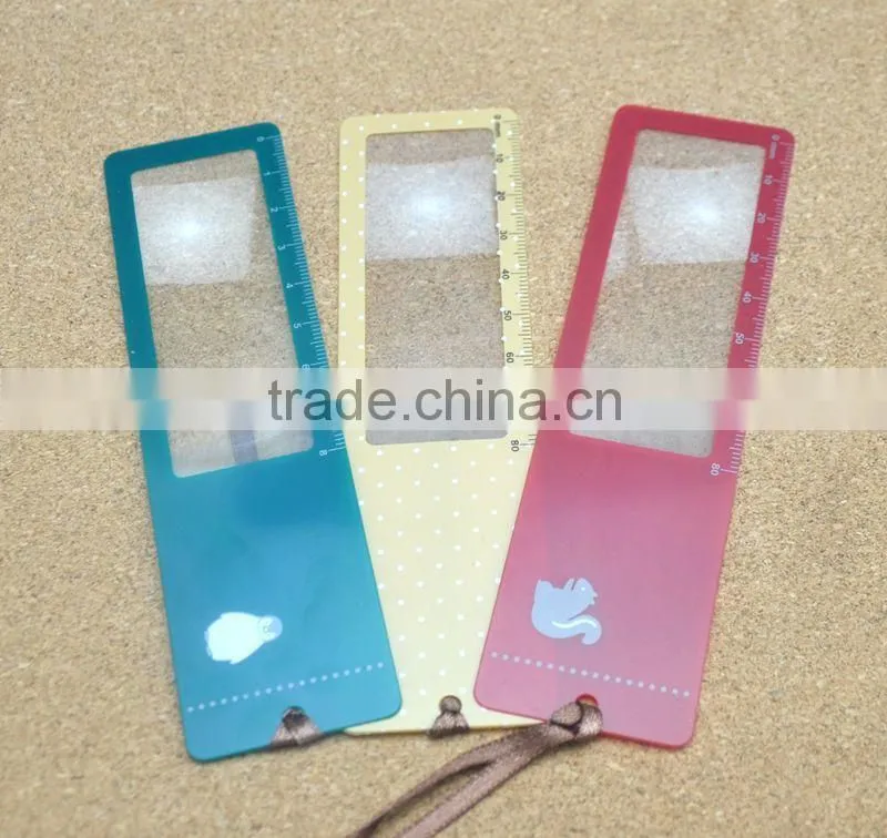 2016 fashional OEM customized plastic magnifying glass book mark/magnifying glass for promotional gift