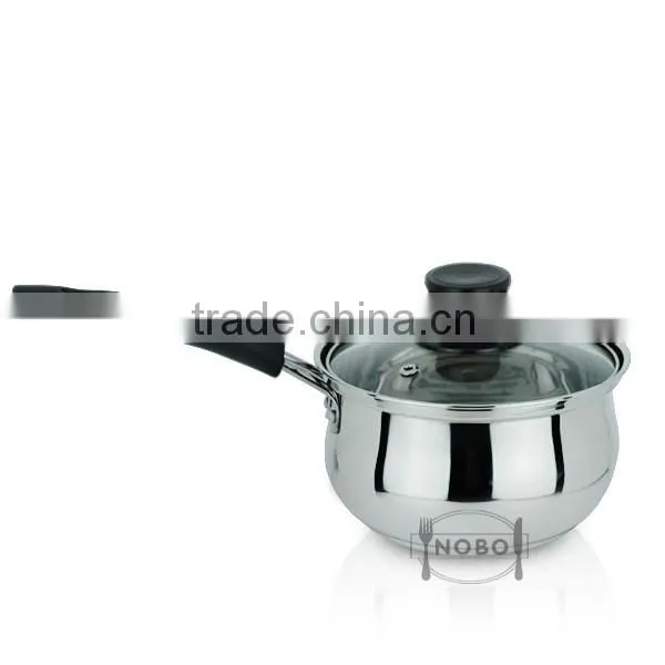 Wholesale stainless steel milk pot with glass lid