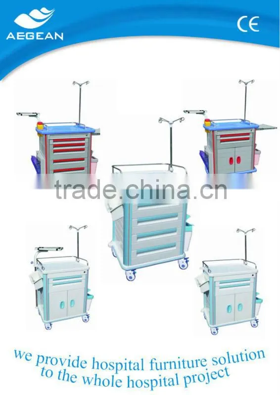 AG-MT003B3 CE ABS medical instrument hospital plastic medical delivery cart
