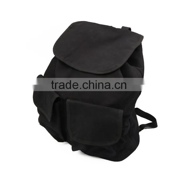 Fashion canvas polyester travel backpack bags with drawstring closure