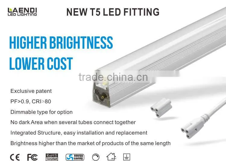 Energy saving 1200mm 18W Green Environment protecting Modern appearance New T5 LED Fitting No dark area when connect together