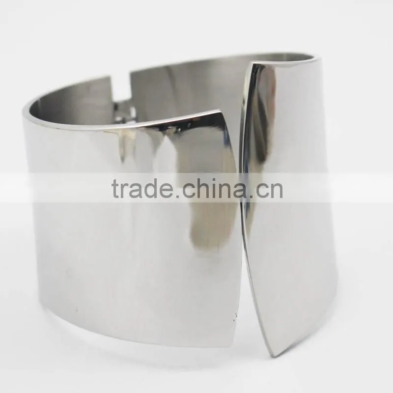 Punk Silver High Polished Cuff Bangle Jewelry Bracelet