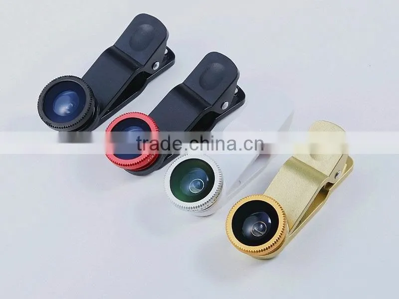 Hot Universal Clip Camera 3 in 1 Mobile Phone Lens Fish Eye + Macro + Wide Angle for iphone 6 5 5s Samsung s5 and all Cell Phone