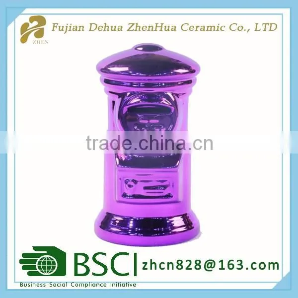 electroplating ceramic mailbox shape custom coin bank