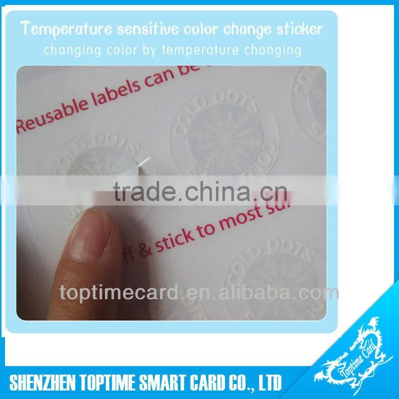 Water temperature change color sticker
