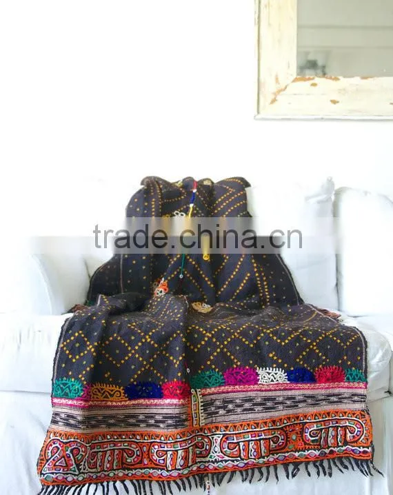Antique Rabari Scarve Vintage Rabari Shawl Gypsy Kutch Rabari Blanket Indian Embroidered Tapestry Wall Hanging