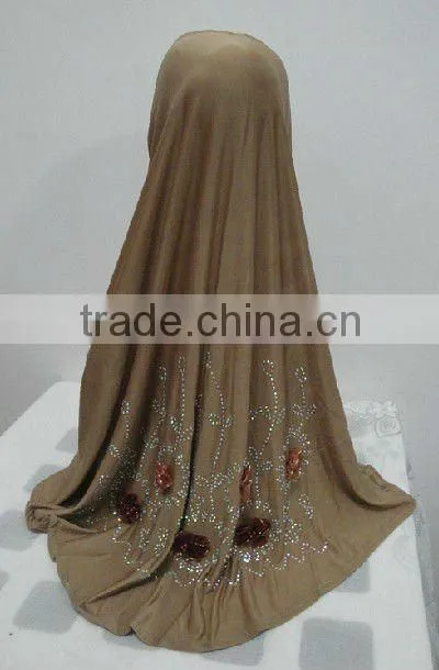 H110 latest muslim hijab with flower rhinestone design on back
