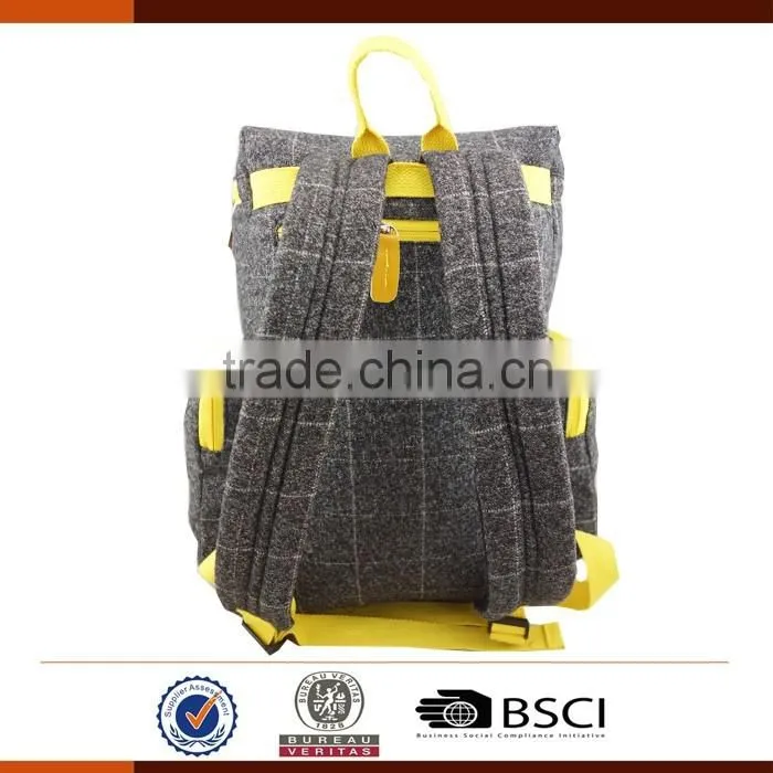 Customized Low MOQ Plaid Leisure Backpack For Student