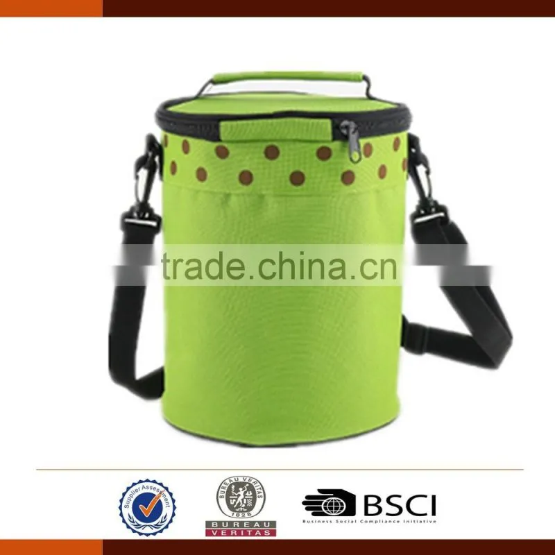 Outdoor Insulated Round Lunch Bag With Adjustable Shoulder Strap