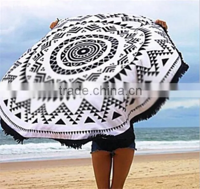 2016 high quality personalized custom round printed beach towel