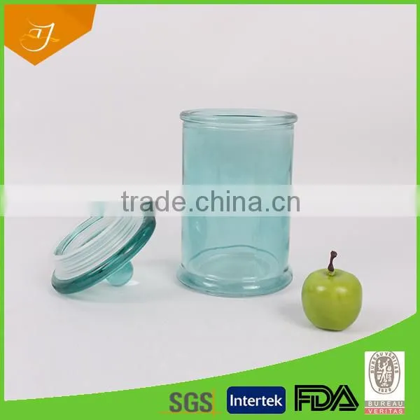 Cylinder Clear Glass Candy Jar,Glass Storage With Glass Lid , Cylinder Clear Glass Candy Jar
