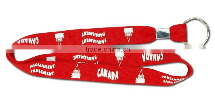 Hot red tube lanyard / flat key chain lanyard / narrow lanyard with o-ring