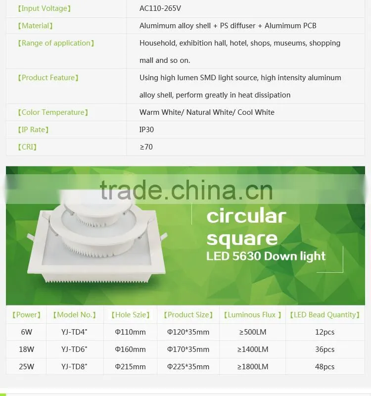 25w Round and square led down light