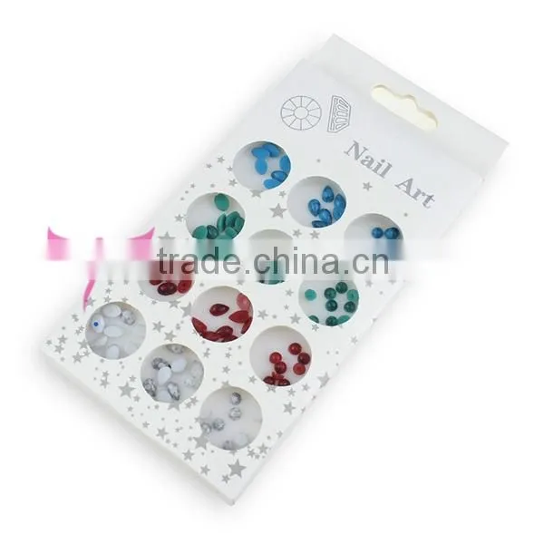 12 holes nail rhinestone box,nail decoration box,nail art rhinestone SS6