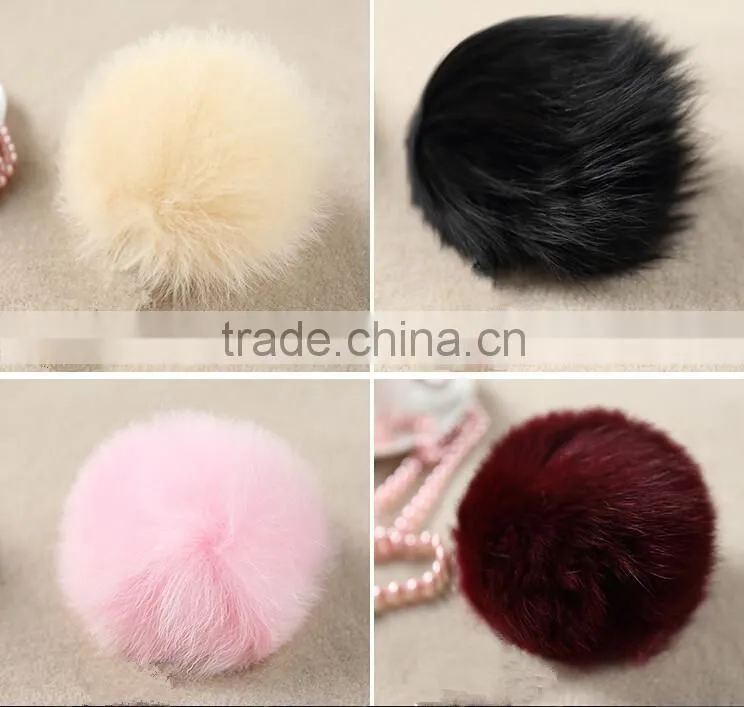 2015 Colorful Dyed Customize Real Fox Fur Pom Poms / Pompom Keychain