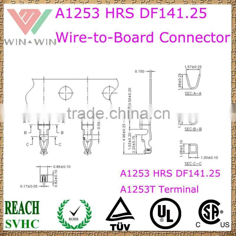 1.25mm pitch A1253 HRS DF14 1.25 Electronic Wire to Board Connector