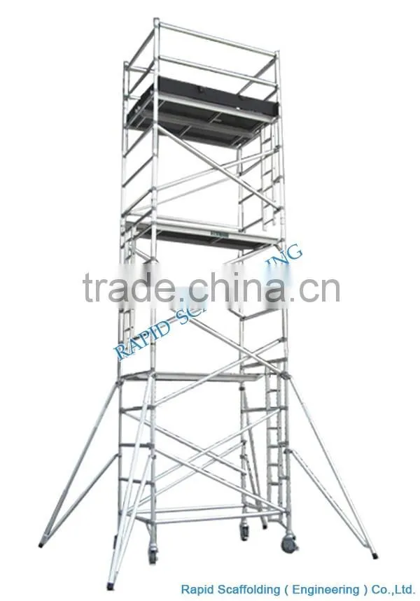 Moving aluminum scaffolding tower