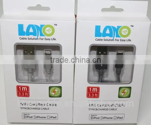 1m MFi certified Nylon Braided 2 in 1 charger cable